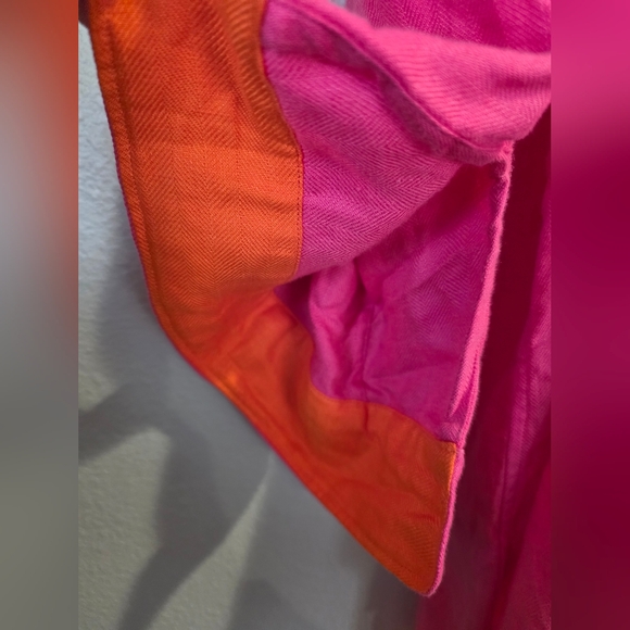 Lauren Ralph Lauren Womens Button Front Tunic Top Neon Pink  100% Linen 3X - Picture 5 of 8
